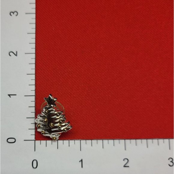 Gold and Silver Christmas Tree Earrings - Picture 4 of 12